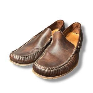 Mens John Varvatos Loafer/Docksider Brown Leather Shoes, SIZE 9.5